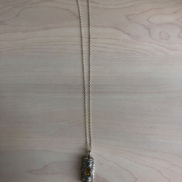 New Sterling Silver Citrine Prayer Box Locket Necklace Made in Israel - Picture 4 of 7